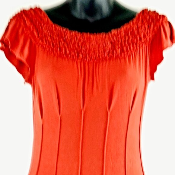 🫶Unique Medium Catherine Malandrino Orange Midi summer fashion party dress - Picture 11 of 11